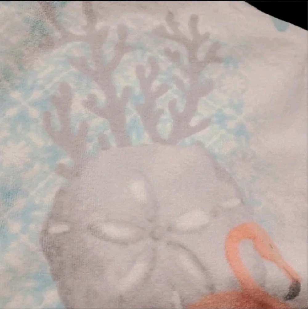 2pc Resort Tropical Pink Flamingo Starfish Seashell Velour Bath TOWEL Set New